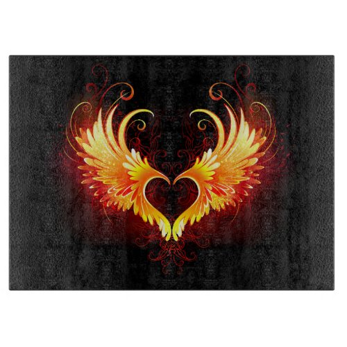 Angel Fire Heart with Wings Cutting Board