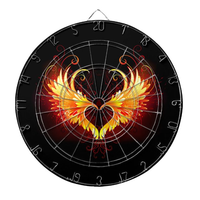 Angel Fire Heart with Wings Dart Board (Front)
