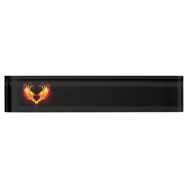 Angel Fire Heart with Wings Desk Name Plate (Front)