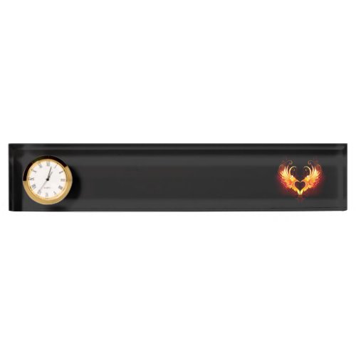 Angel Fire Heart with Wings Desk Name Plate