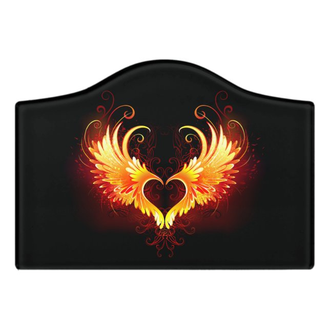 Angel Fire Heart with Wings Door Sign (Small Crest Front)