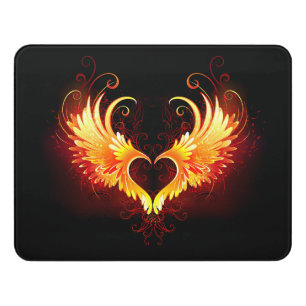 Angel Fire Heart with Wings Door Sign