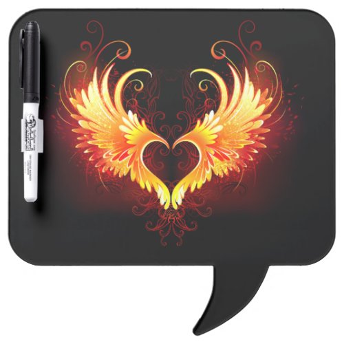 Angel Fire Heart with Wings Dry Erase Board