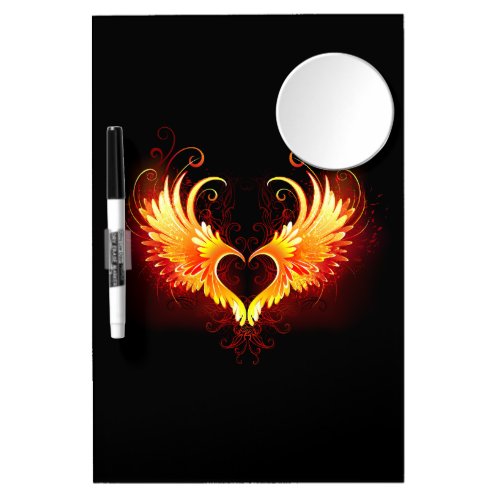 Angel Fire Heart with Wings Dry Erase Board With Mirror