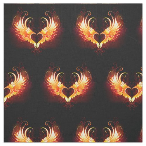 Angel Fire Heart with Wings Fabric