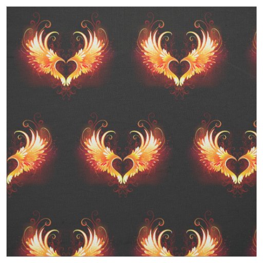 Angel Fire Heart with Wings Fabric