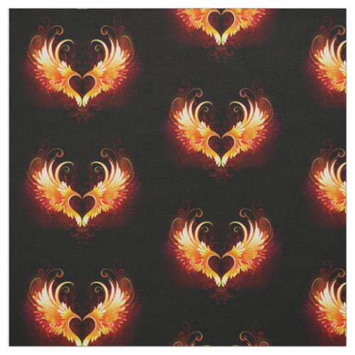 Angel Fire Heart with Wings Fabric