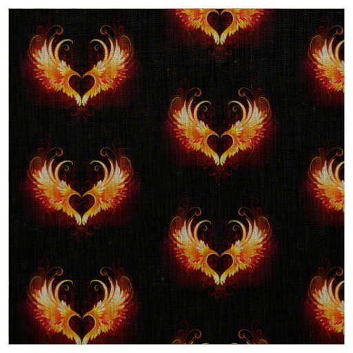 Angel Fire Heart with Wings Fabric