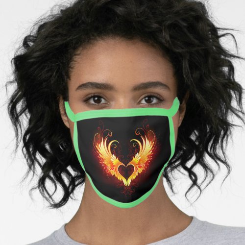 Angel Fire Heart with Wings Face Mask