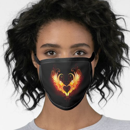 Angel Fire Heart with Wings Face Mask