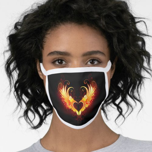 Angel Fire Heart with Wings Face Mask