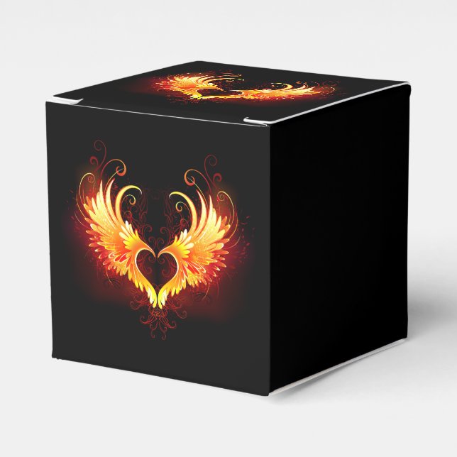 Angel Fire Heart with Wings Favor Boxes (Front Side)