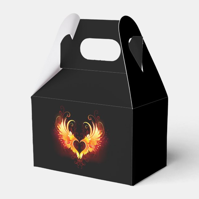 Angel Fire Heart with Wings Favor Boxes (Front Side)
