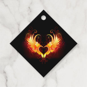 Angel Fire Heart with Wings Favor Tags