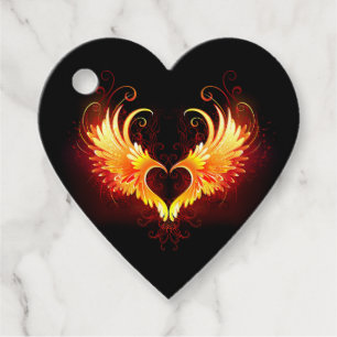 Angel Fire Heart with Wings Favor Tags
