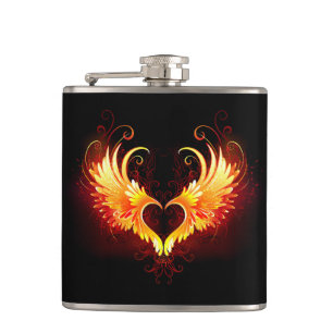 Angel Fire Heart with Wings Flask