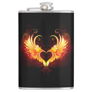 Angel Fire Heart with Wings Flask
