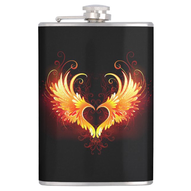 Angel Fire Heart with Wings Flask (Front)