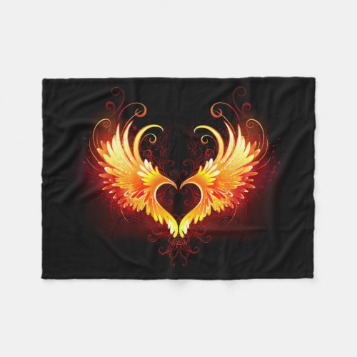 Angel Fire Heart with Wings Fleece Blanket