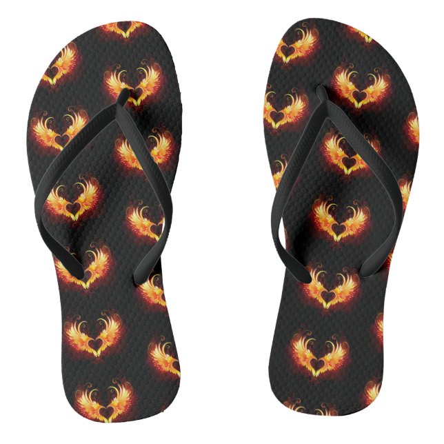 Angel Fire Heart with Wings Flip Flops (Footbed)