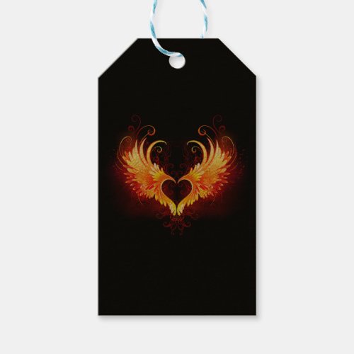 Angel Fire Heart with Wings Gift Tags