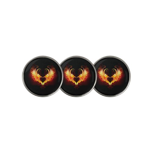 Angel Fire Heart with Wings Golf Ball Marker