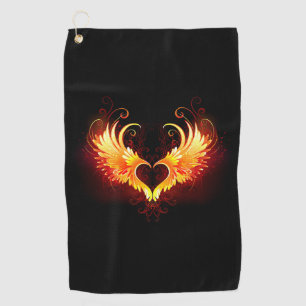 Angel Fire Heart with Wings Golf Towel
