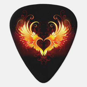 Angel Fire Heart with Wings Guitar Pick