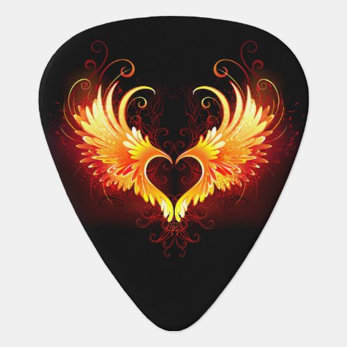 Angel Fire Heart with Wings Guitar Pick