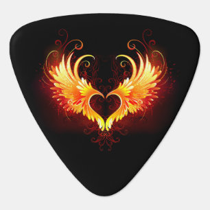 Angel Fire Heart with Wings Guitar Pick