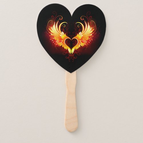 Angel Fire Heart with Wings Hand Fan