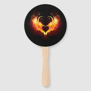 Angel Fire Heart with Wings Hand Fan