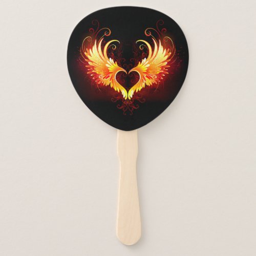 Angel Fire Heart with Wings Hand Fan