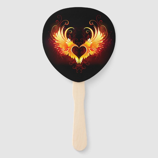 Angel Fire Heart with Wings Hand Fan (Front)