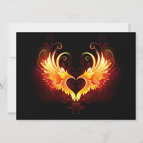 Angel Fire Heart with Wings Holiday Card