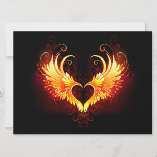 Angel Fire Heart with Wings Holiday Card