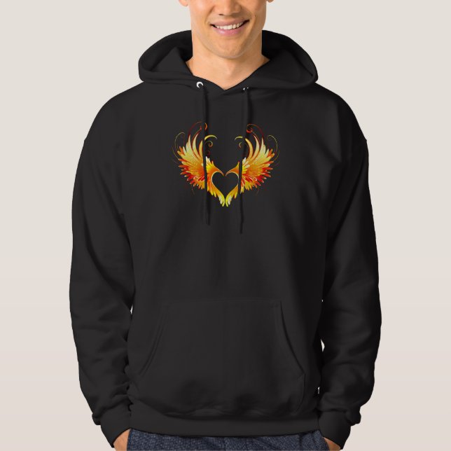 Angel Fire Heart with Wings Hoodie (Front)