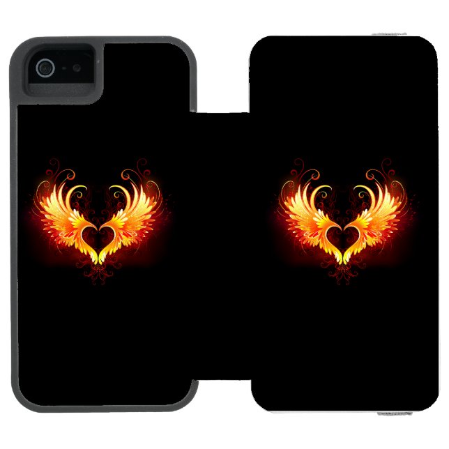 Angel Fire Heart with Wings Incipio iPhone Wallet Case (Folio Open)