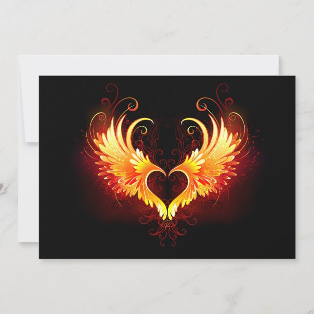 Angel Fire Heart with Wings Invitation (Front)