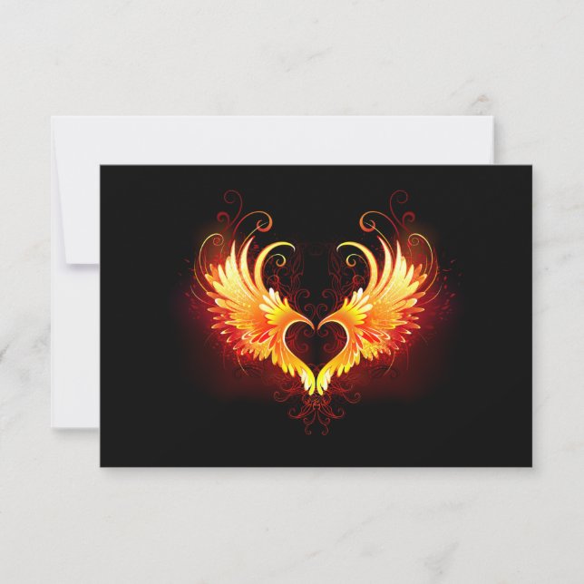 Angel Fire Heart with Wings Invitation (Front)