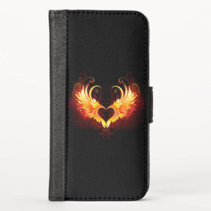 Angel Fire Heart with Wings iPhone X Wallet Case
