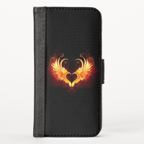 Angel Fire Heart with Wings iPhone XS Wallet Case