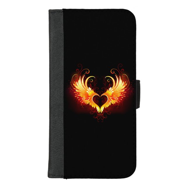 Angel Fire Heart with Wings iPhone Wallet Case (Front)