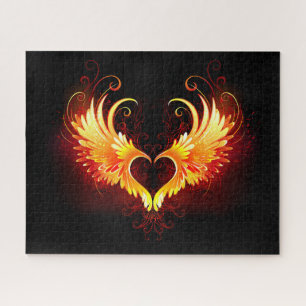 Angel Fire Heart with Wings Jigsaw Puzzle