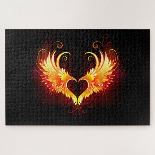 Angel Fire Heart with Wings Jigsaw Puzzle
