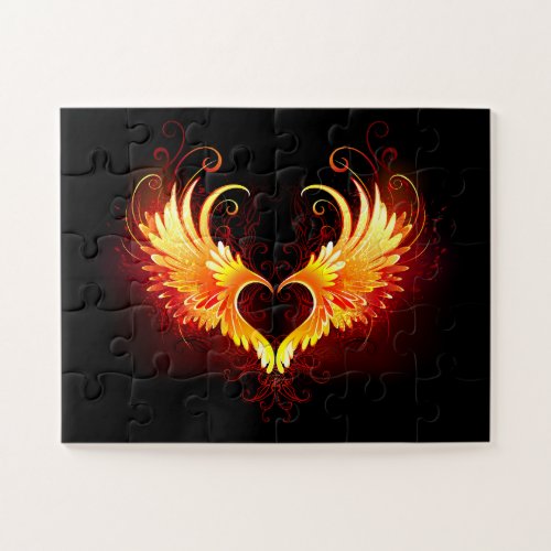 Angel Fire Heart with Wings Jigsaw Puzzle