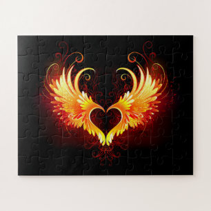 Angel Fire Heart with Wings Jigsaw Puzzle