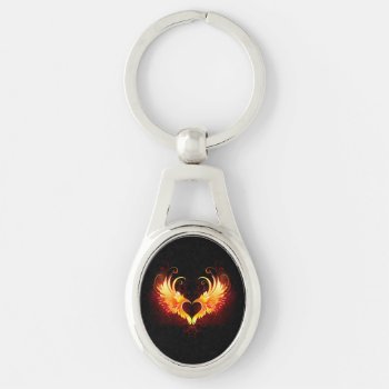 Angel Fire Heart With Wings Keychain by Blackmoon9 at Zazzle
