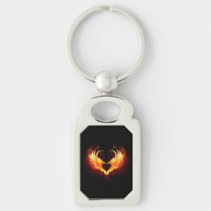 Angel Fire Heart with Wings Keychain