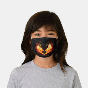 Angel Fire Heart with Wings Kids' Cloth Face Mask